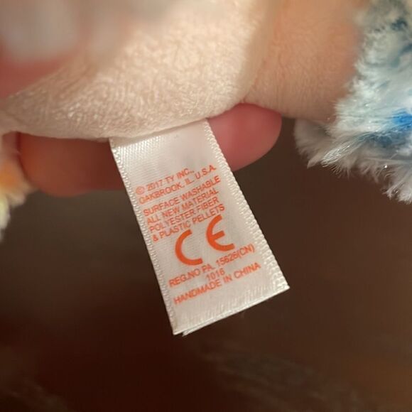 2017 Ty Beanie Boos Rainbow the Multicolour Poodle Excellent Condition NWT 6” - Picture 9 of 9